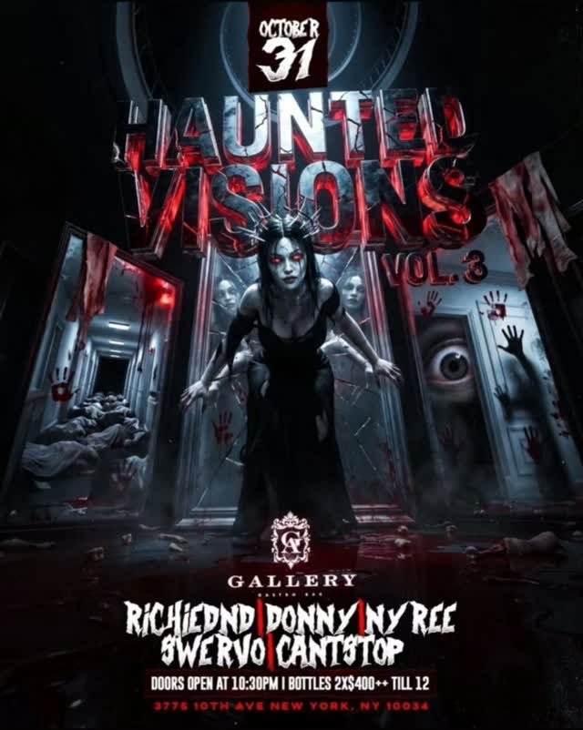 HAUNTED VISIONS VOL. 3 — Halloween night flyer, October 31 at The Gallery Gastrobar